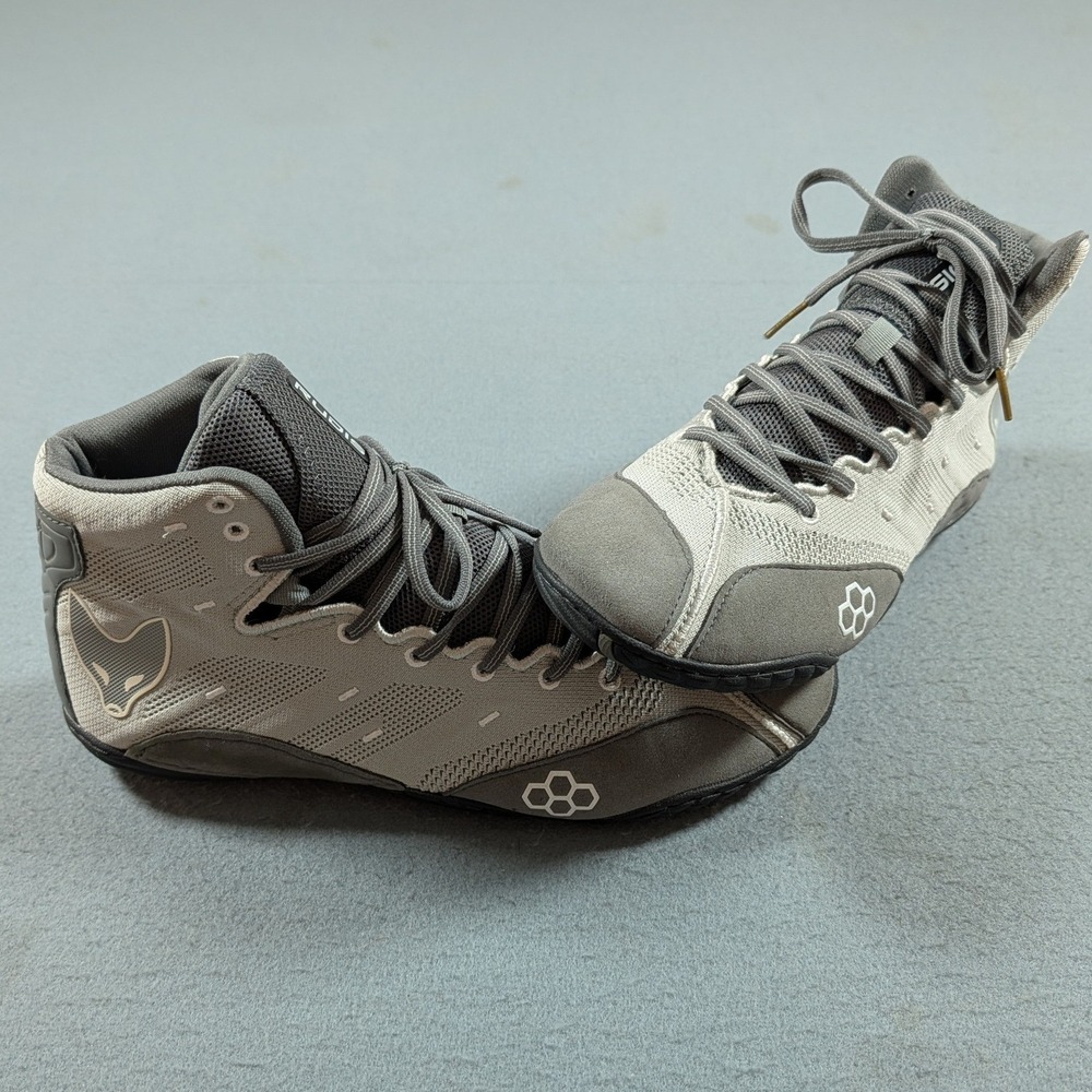 Rudis Alpha Wrestling Shoes Mens 12 Grey White High Top Athletic DSF-0001-GR
